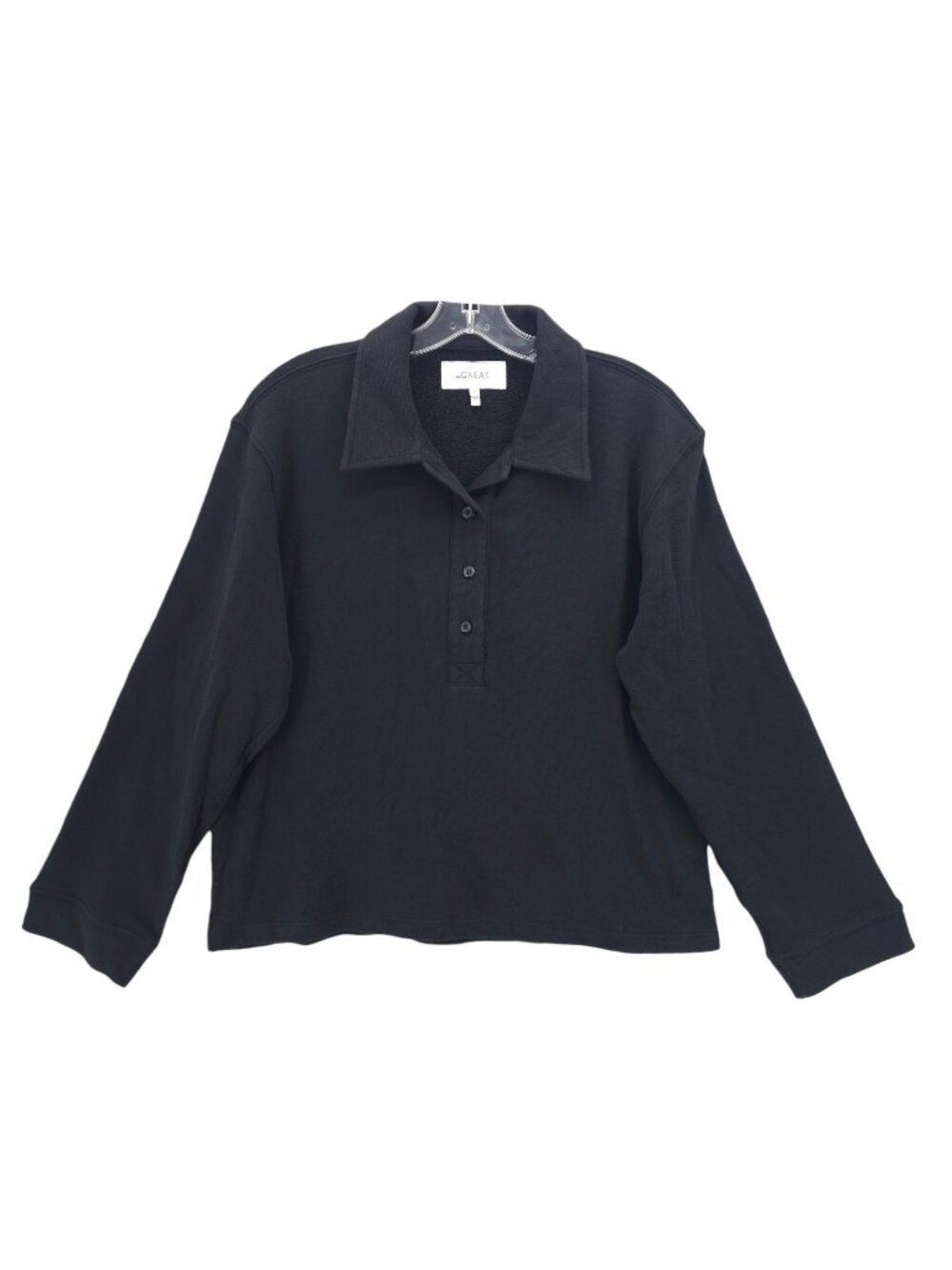 THE GREAT. Rugby Sweatshirt Black 100% Cotton Size 1 - SMALL